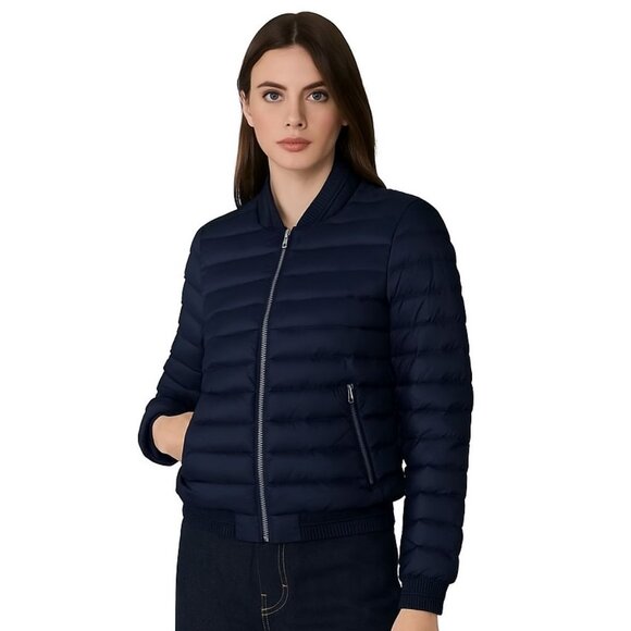 Jackets Soia & Kyo Navy Feather Fown Puffer Bomber Jacket - Picture 1 of 14